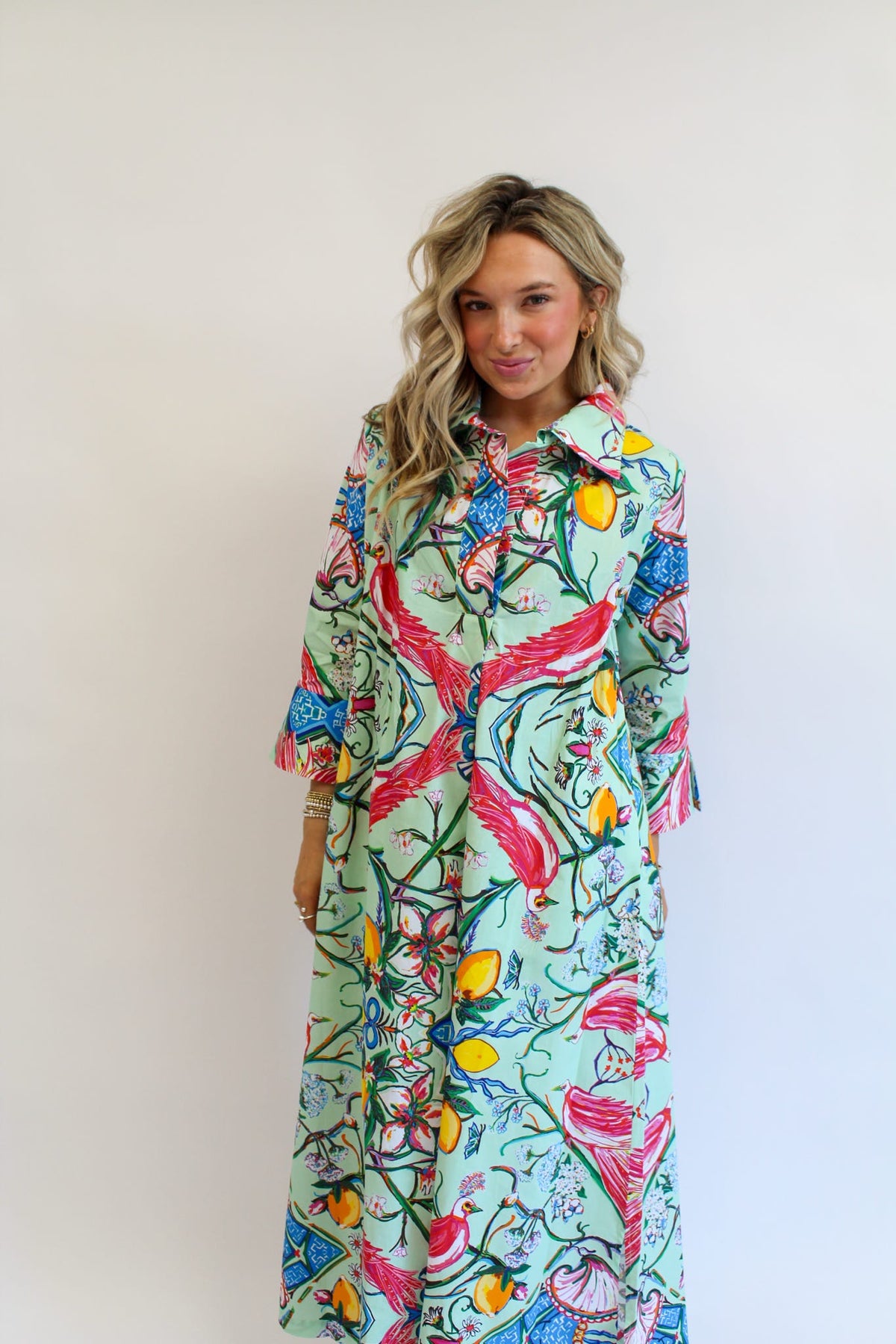 Mint Chinois Shirt Dress Long