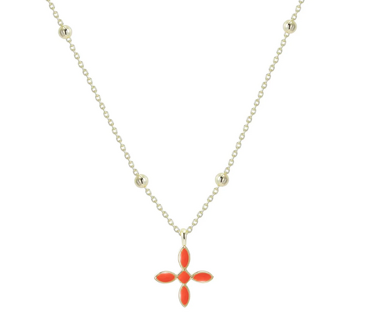 Enamel Cross Drop Necklace