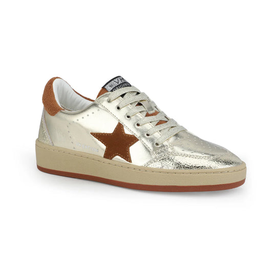 Denisse 46 - Metallic Washed Gold Chestnut Pop Star Low Top