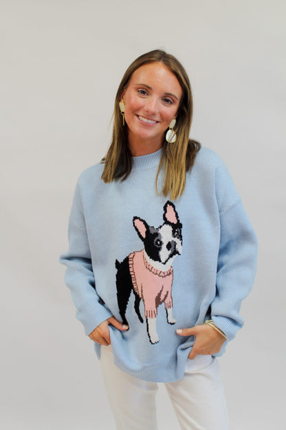 French Bulldog Graphic Oversized Sweater