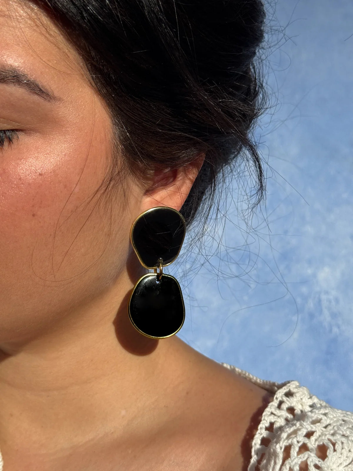 Two-Tier Drop Handmade Resin Statement Earrings