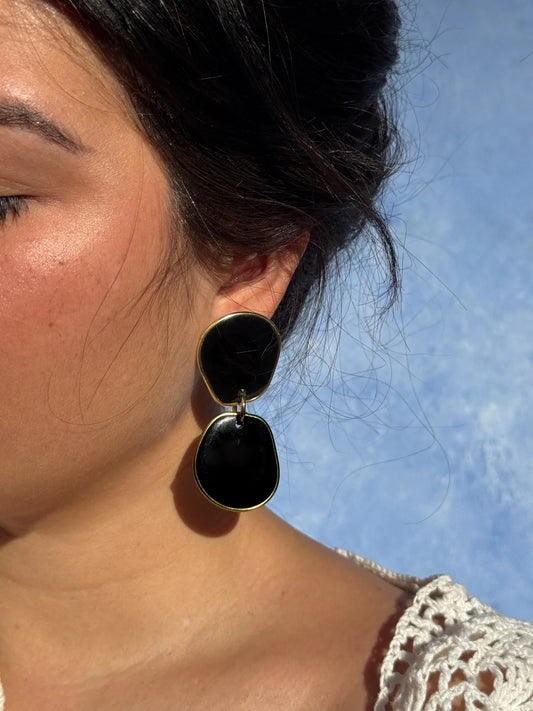 Two-Tier Drop Handmade Resin Statement Earrings