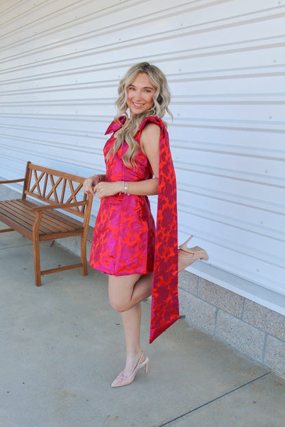 Majestic Roses A Line Mini Dress