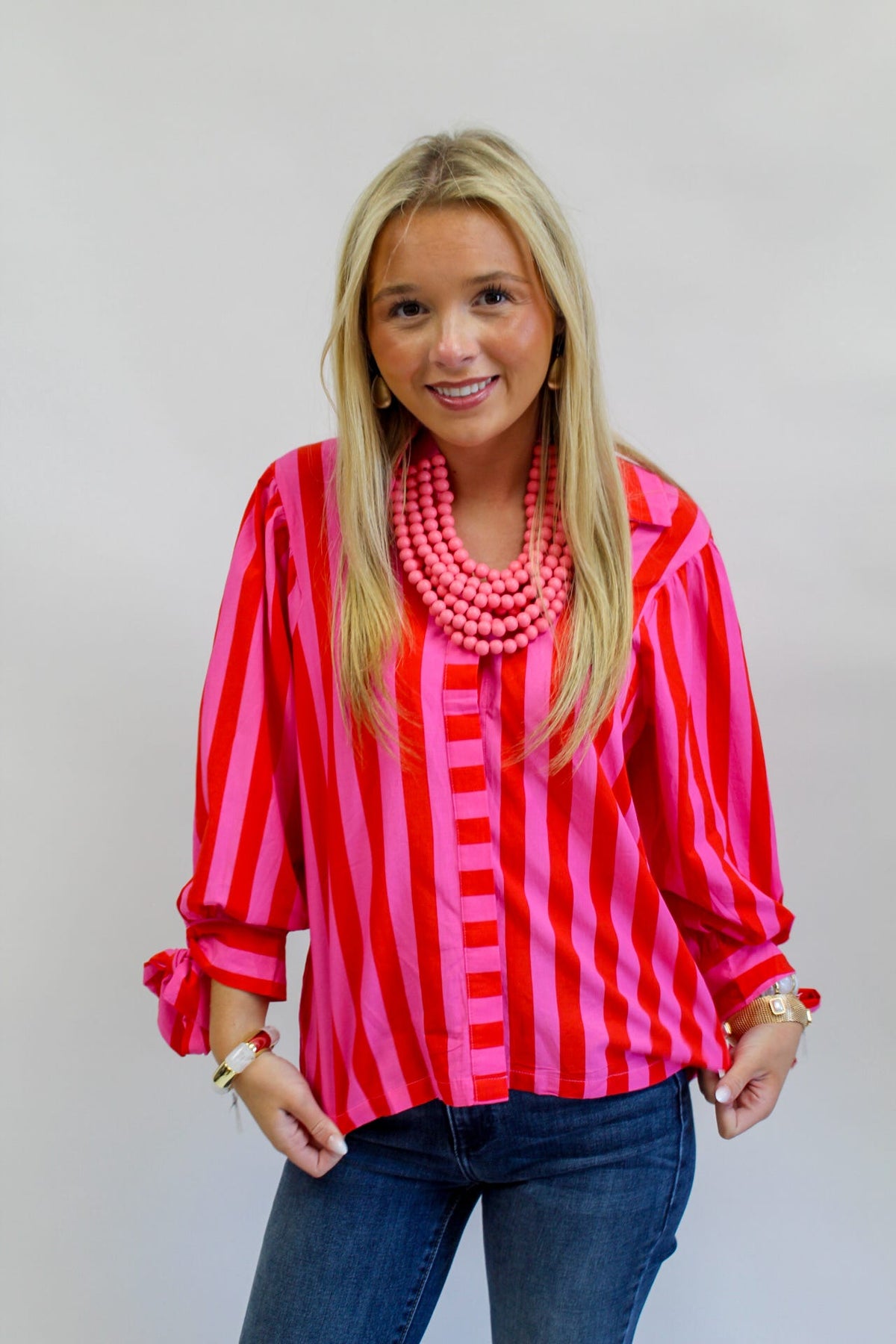Love Struck Stripe Button Up Top
