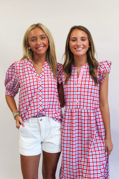 Dress Riley Gingham Red/Blue