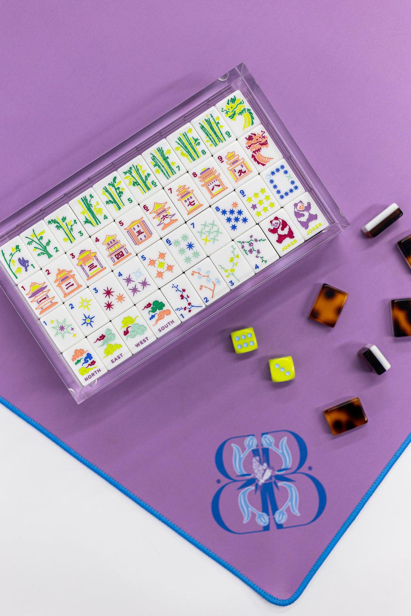 East Meets West Tortoise Shell Tile Set Lucite Display Box