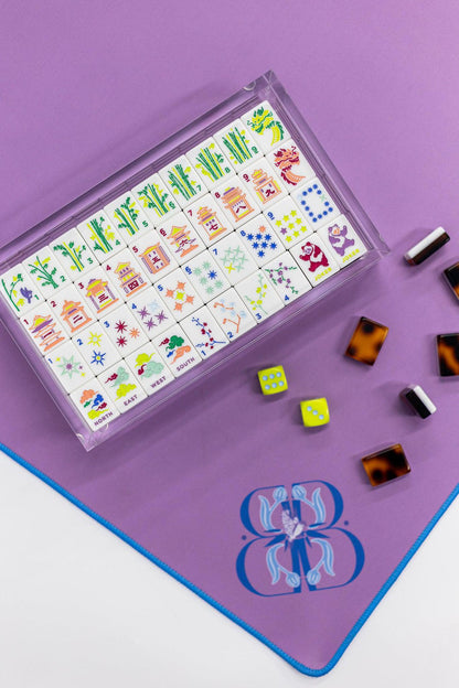 East Meets West Tortoise Shell Tile Set Lucite Display Box