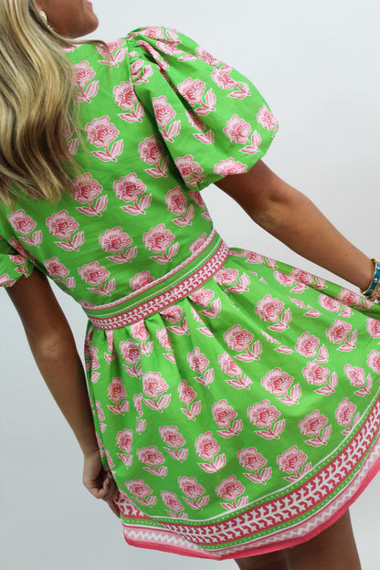Pink Poppies Mini Dress