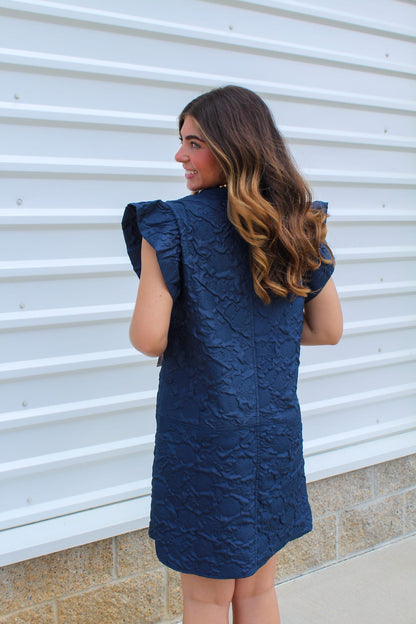 Millie Flutter Sleeve Textured Dress