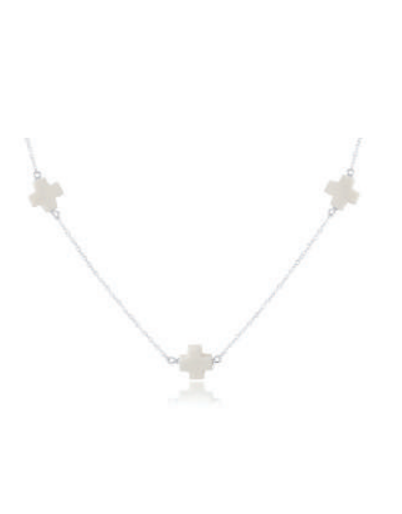 15" Choker Simplicity Chain Sterling - Signature Cross Off-White