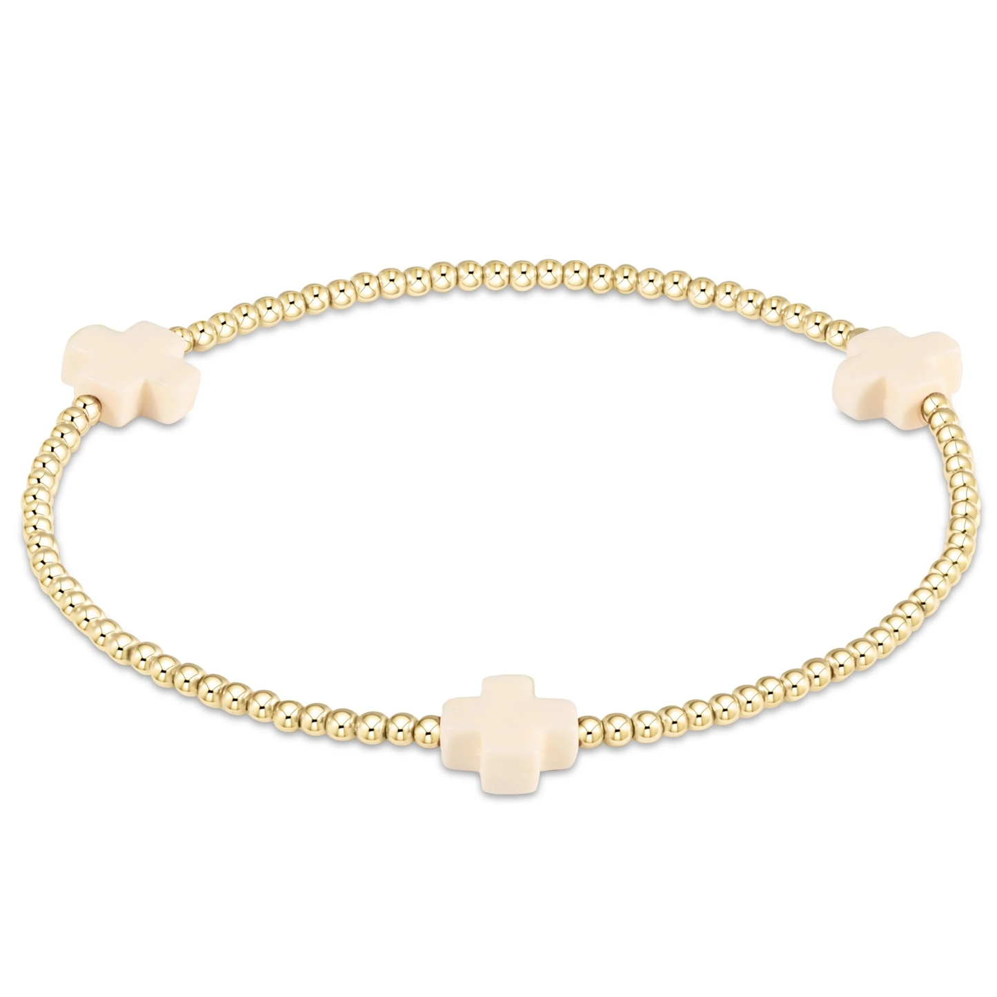 Signature Cross Small Gold Pattern 2mm Bead Bracelet