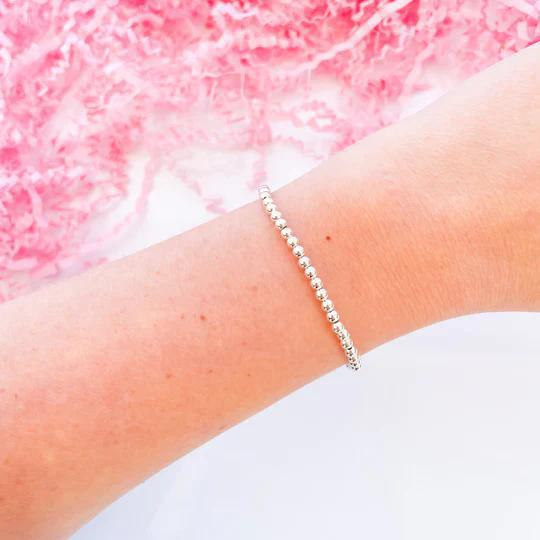 3MM Silver Beaded Bracelet