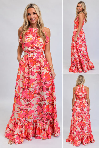 High Tide Sunset Dove Maxi Dress