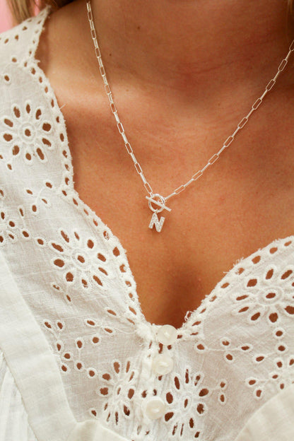 Sparkle Mini Toggle Initial Necklace