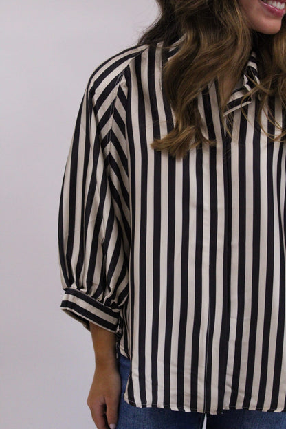 Smitten Stripe Top - Black
