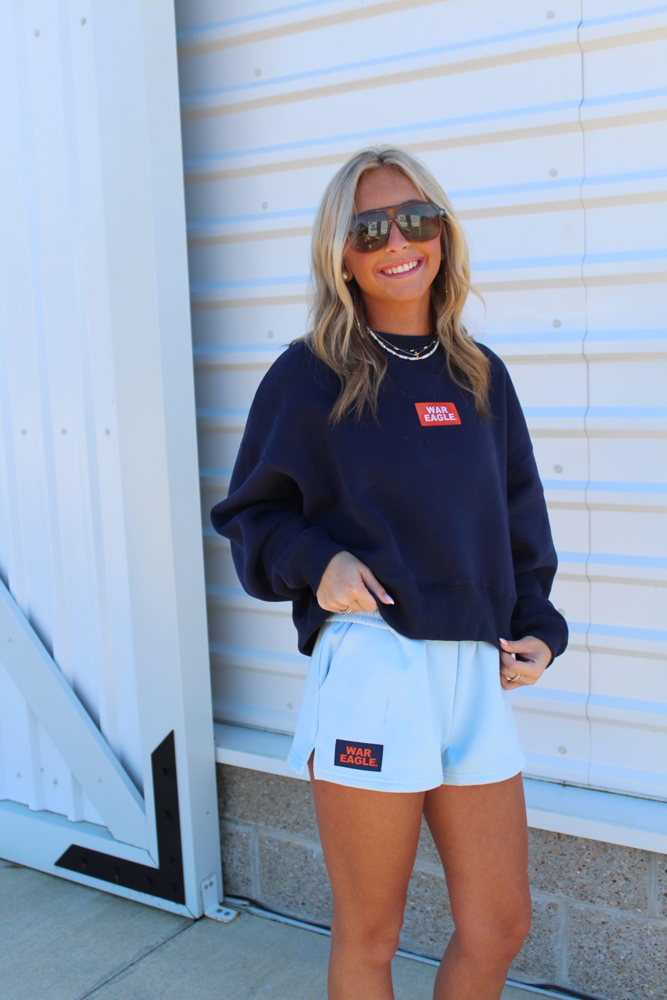 The Becca Boxy Crewneck Sweatshirt Top with Woven Label