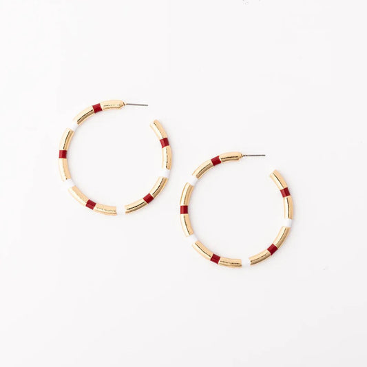 Earrings Nellie Crimson & White L