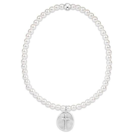 Classic Pearl 4mm Bead Bracelet- Inspire Sterling Charm