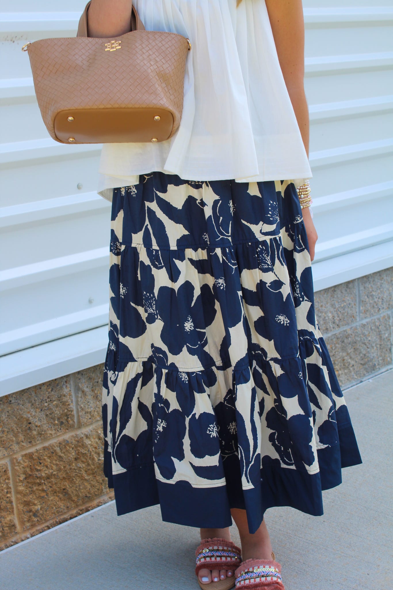 Navy Oasis Midi Skirt