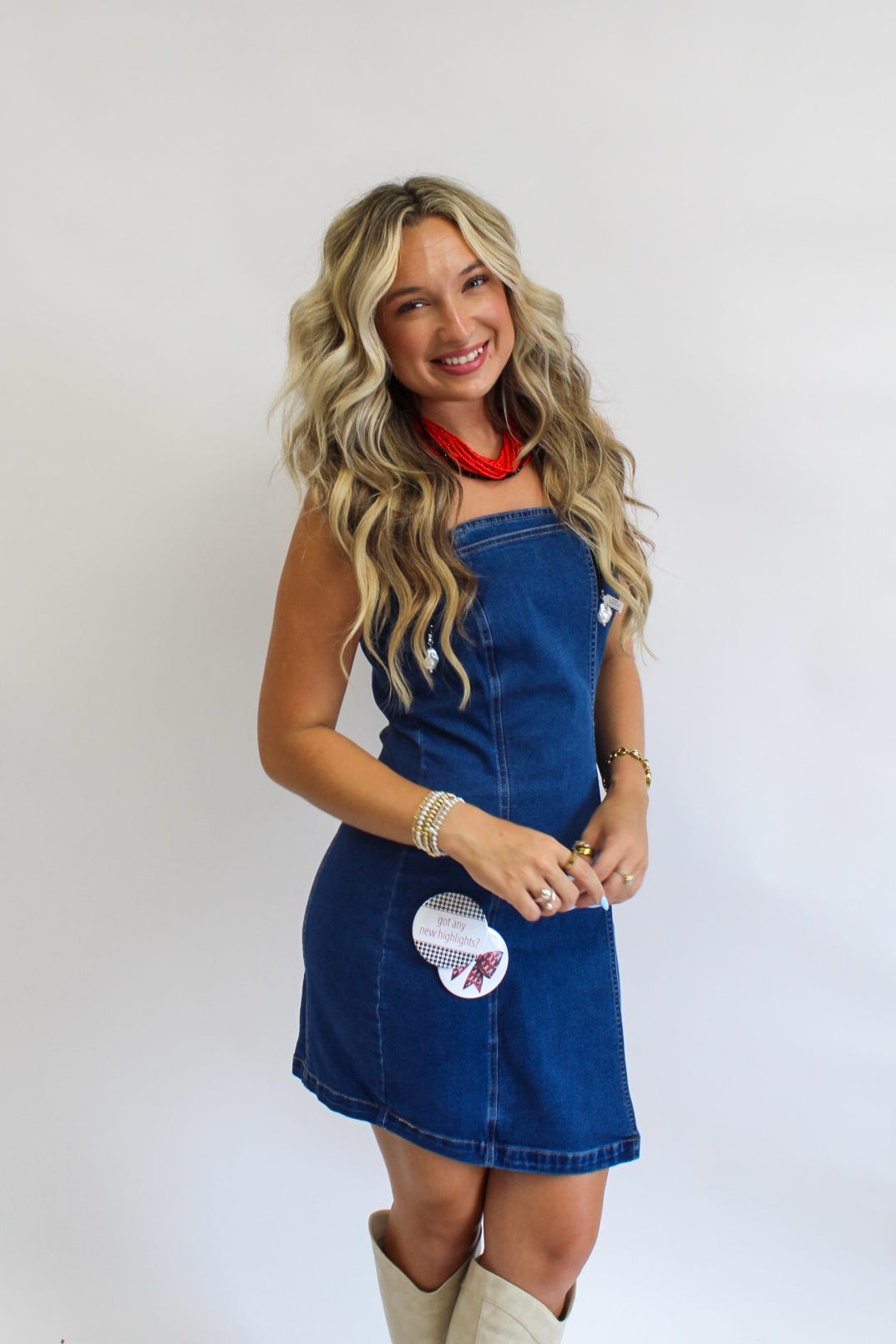 Gameday Darling Denim Strapless Mini Dress