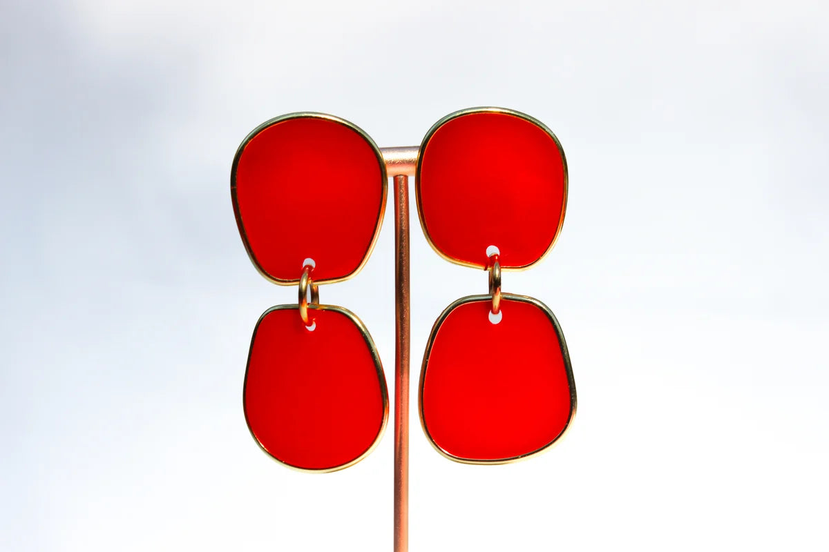 Two-Tier Drop Handmade Resin Statement Earrings