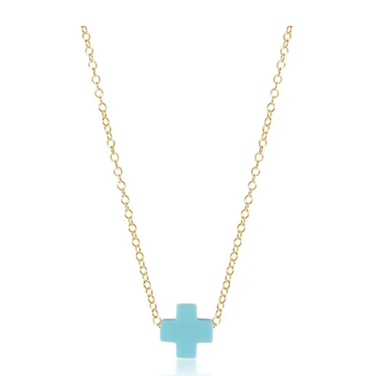 16" Necklace Gold - Signature Cross Turquoise