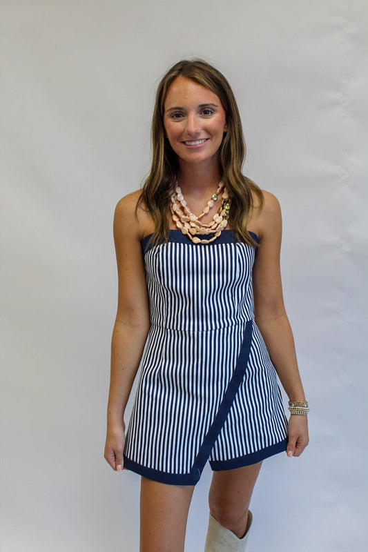 Stadium Stripe Strapless Romper