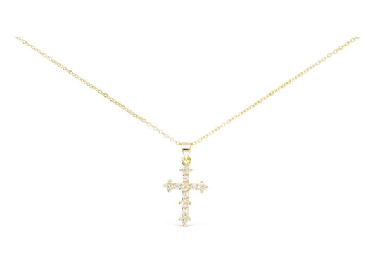Gold CZ Timeless Cross Necklace