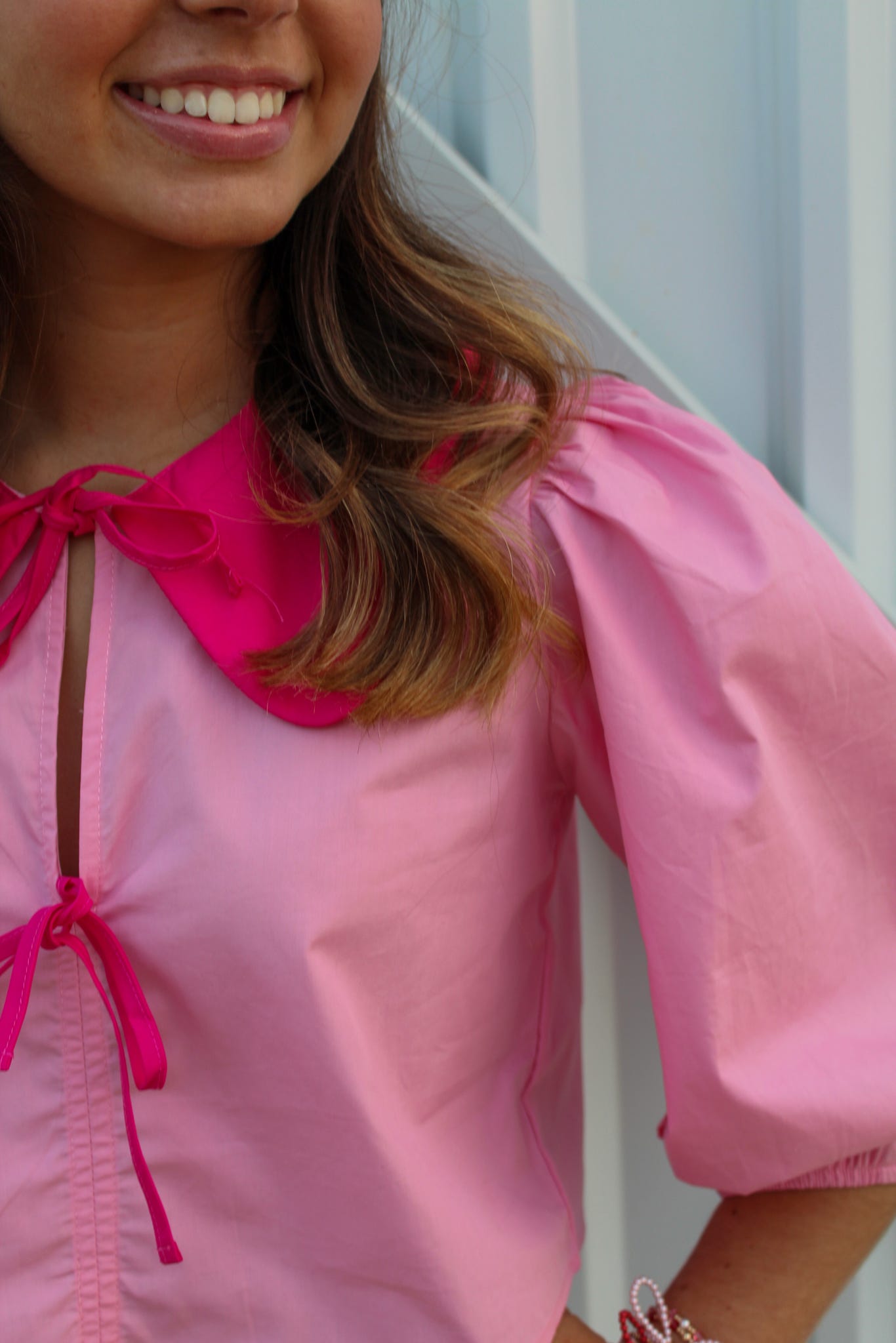 Pink Peter Pan Collar Cropped Top