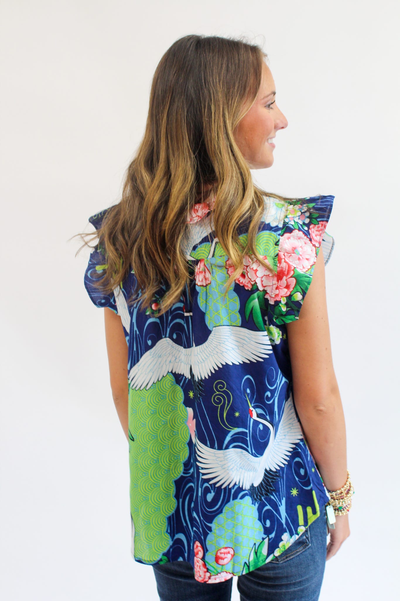 Crane Ruffle Sleeve Top
