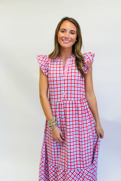 Dress Riley Gingham Red/Blue