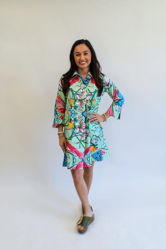 Mint Chinois Shirt Dress Short