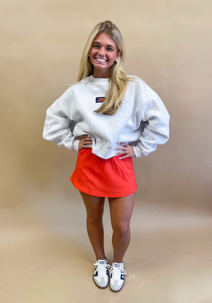 The Becca Boxy Crewneck Sweatshirt Top with Woven Label