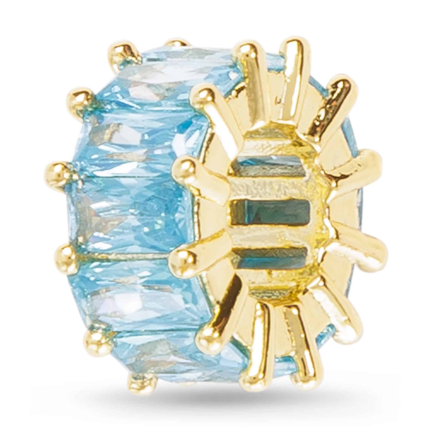 Gold CZ Baguette Round Charm