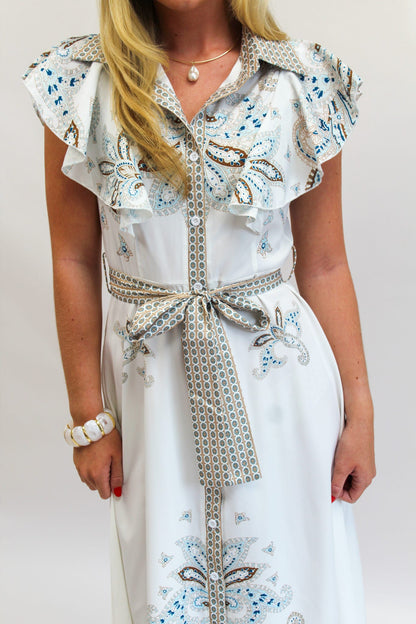 Vintage Elegance Belted Maxi Dress