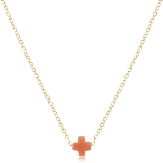 egirl 14" Necklace Gold- Signature Cross Small Coral