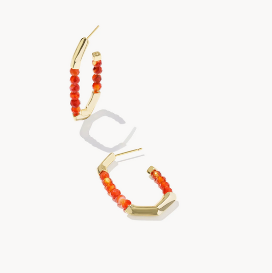 Sylvia Hoop Ear Gold Orange Banded Agate