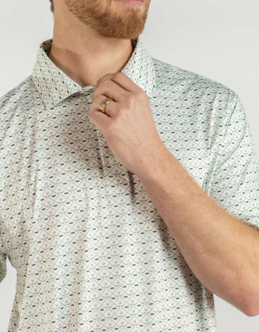 Men's Royal Golf Performance Polo Green/White
