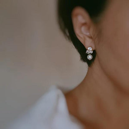 Golden Sparkle Pearl Drop Earrings