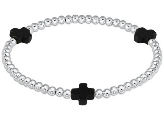 enewton Extends - Signature Cross Sterling Pattern 3mm Bead Bracelet - Onyx