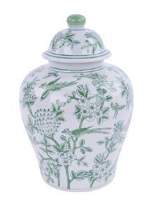 10.25"H X 6.5" Dia Porcelain Green Ginger Jar