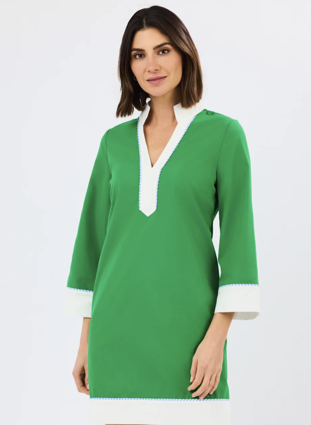 Brenda Dress | Green + White