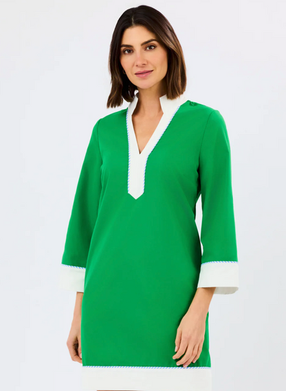 Brenda Dress | Green + White