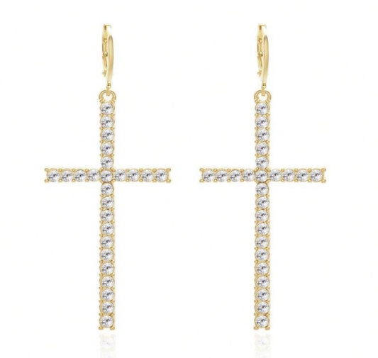 Tiny Gold Bead Cross Charms