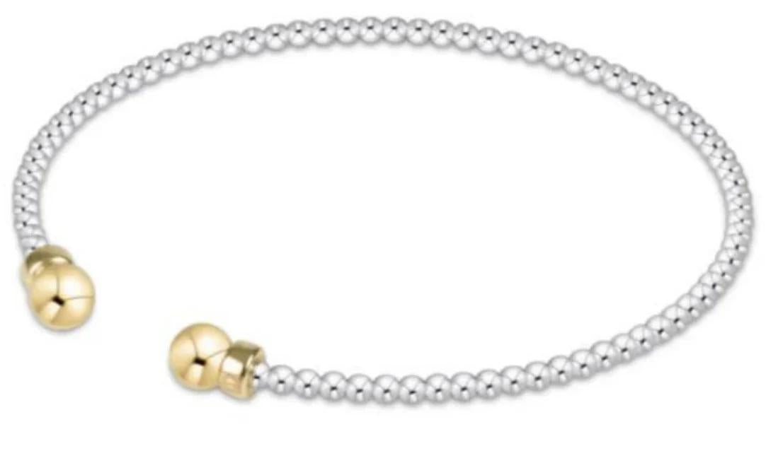 Classic Sterling Mixed Metal 2mm Bead Cuff - Gold