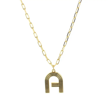 Gold Deco Plated Letter Necklace