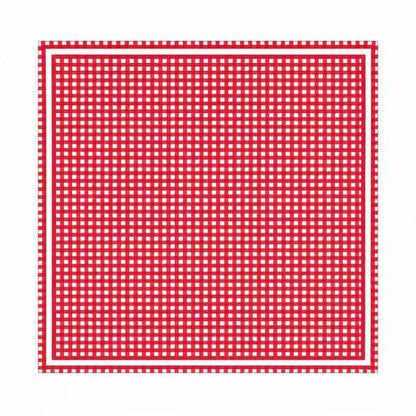 French Picnic Red Gingham Satin Silk Square Scarf