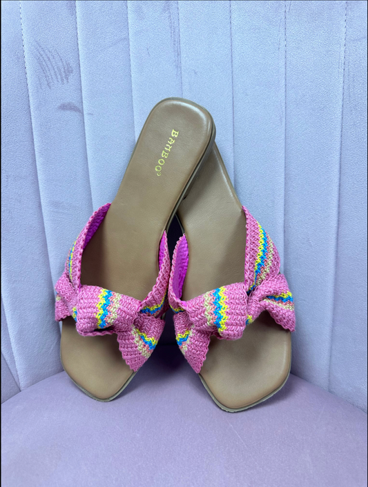 Crochet Knotted Slide Pink Multi