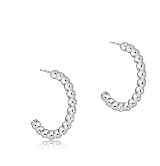 Beaded Classic 1" Post Hoop - 2mm Sterling