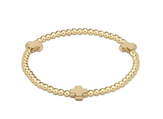 eNewton Extends - Signature Cross Gold Pattern 3mm Bead Bracelet